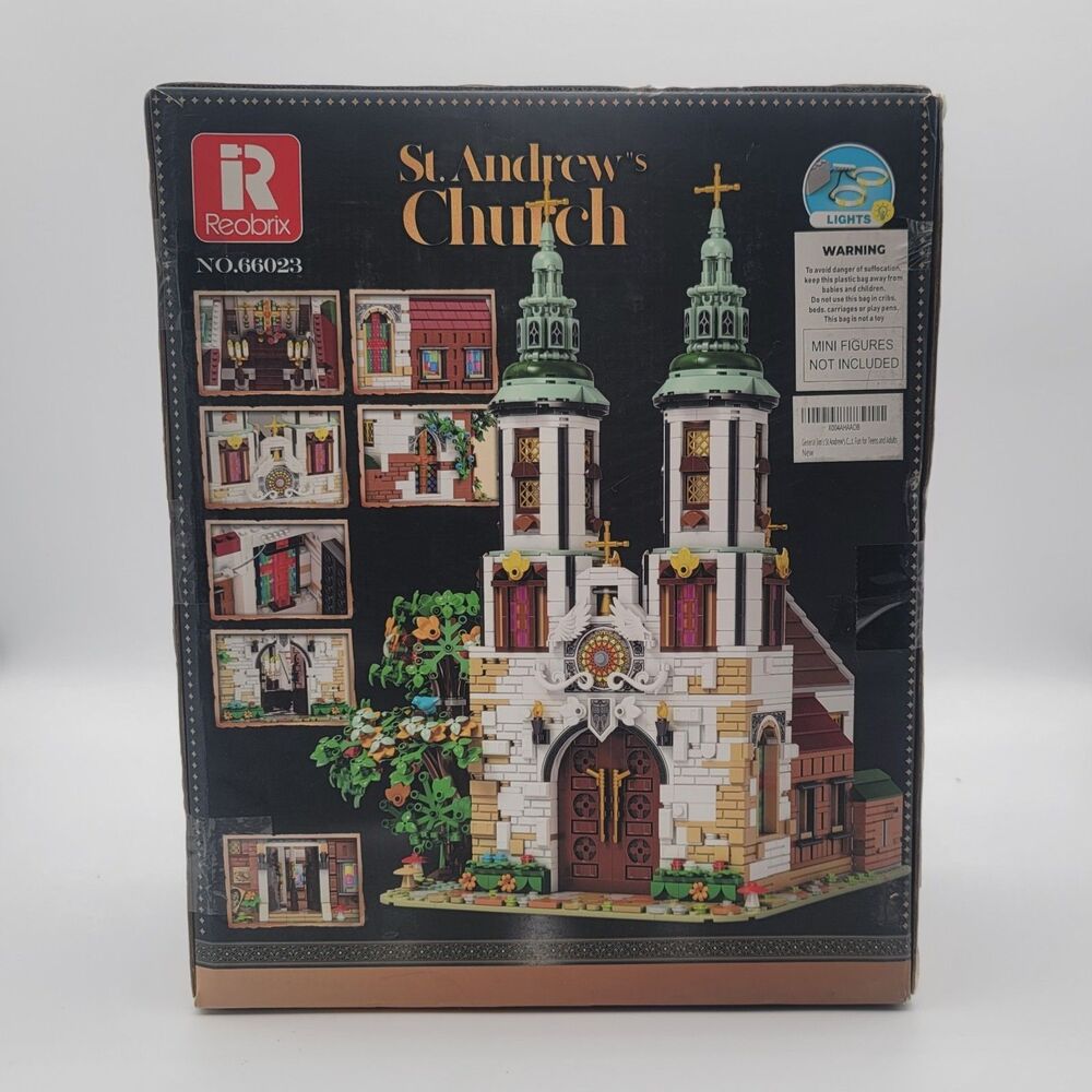 Reobrix St. Andrew's Church Architecture Building Kit with LED Lights